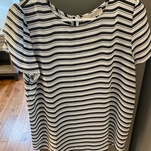 NWT - Loft Striped Top with Cap Sleeves, Button Down Back, Size Med